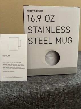 Stainless Steel 16.9 oz Camper Mug - White New In Box